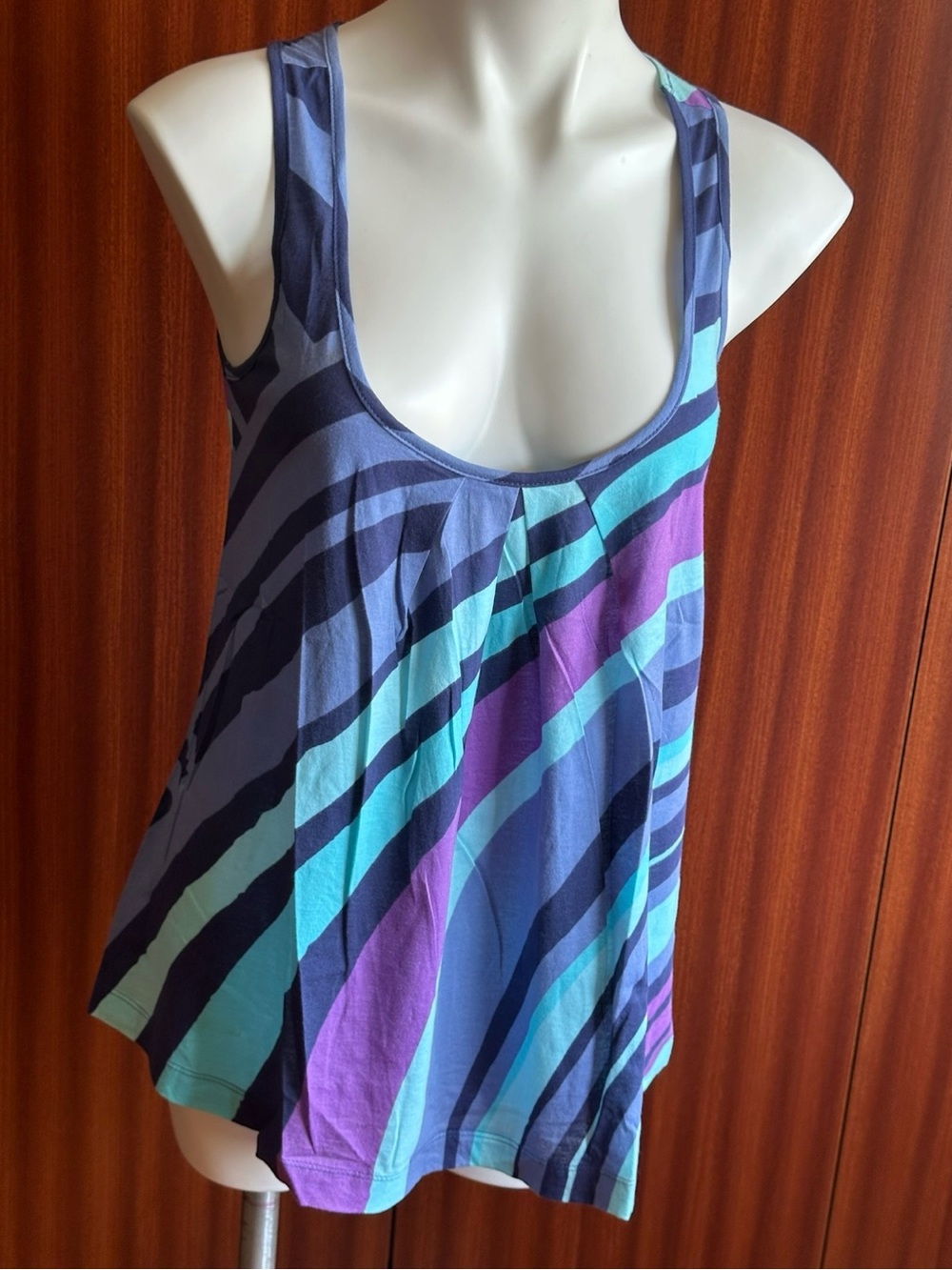 Great Plains blue, purple, and teal diagonal striped top s S (fit s M too).